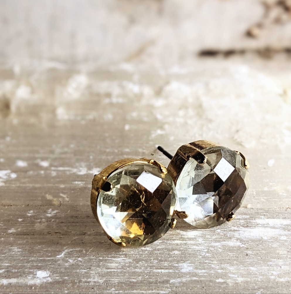 5.66 Total Ct. Natural Green Amethyst /Prasiolite 18k Gold Plated Stud Earrings